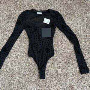 Free People Black Floral Bodysuit